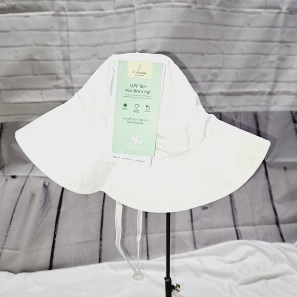Green Sprouts 9-18 M 100% Recycled Polyester White Sun Hat - Picture 2 of 10